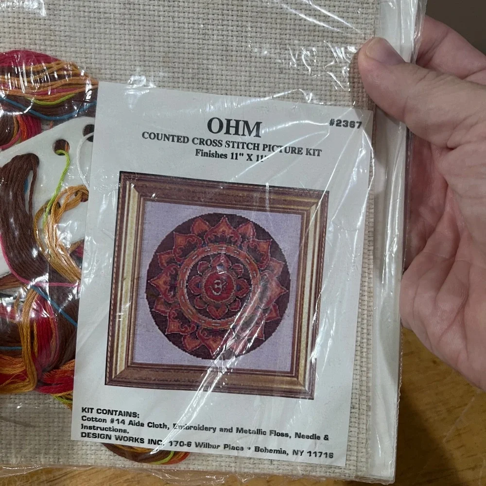 Vtg Design Works OHM Mandala Counted Cross Stitch Kit 2367 Red Gold 11x11 DIY